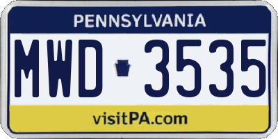 PA license plate MWD3535