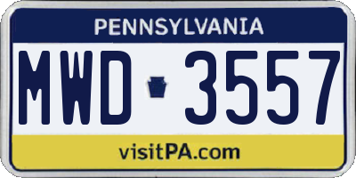 PA license plate MWD3557