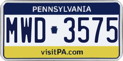 PA license plate MWD3575