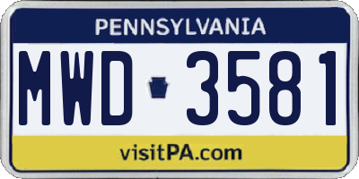 PA license plate MWD3581