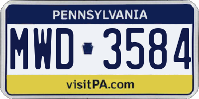 PA license plate MWD3584