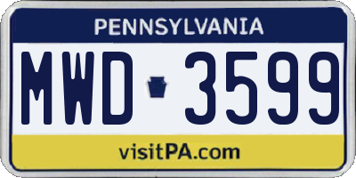 PA license plate MWD3599