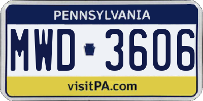 PA license plate MWD3606