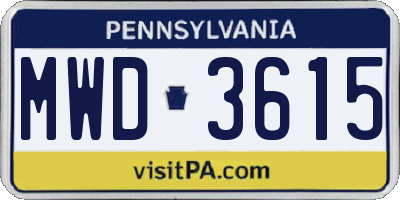 PA license plate MWD3615