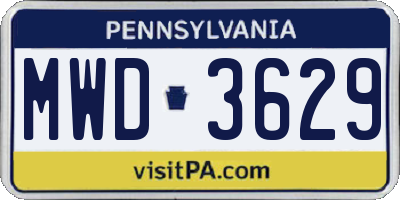 PA license plate MWD3629