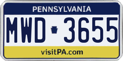 PA license plate MWD3655