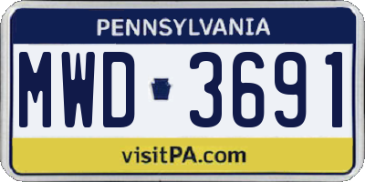 PA license plate MWD3691