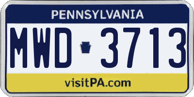PA license plate MWD3713