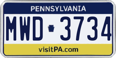 PA license plate MWD3734