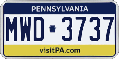 PA license plate MWD3737
