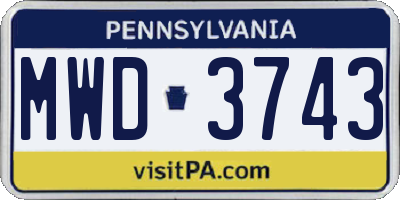 PA license plate MWD3743