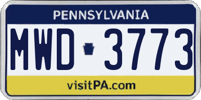 PA license plate MWD3773