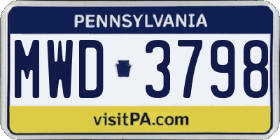 PA license plate MWD3798
