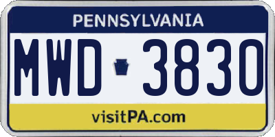 PA license plate MWD3830