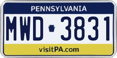 PA license plate MWD3831