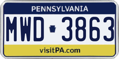 PA license plate MWD3863