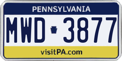 PA license plate MWD3877