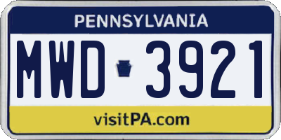 PA license plate MWD3921