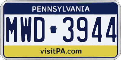 PA license plate MWD3944