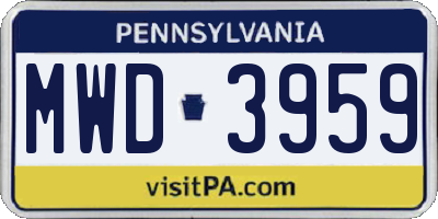 PA license plate MWD3959