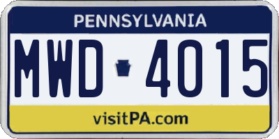 PA license plate MWD4015