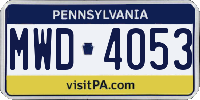 PA license plate MWD4053