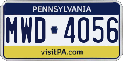 PA license plate MWD4056