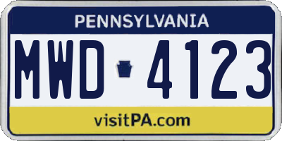 PA license plate MWD4123