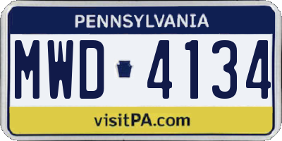 PA license plate MWD4134