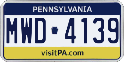 PA license plate MWD4139
