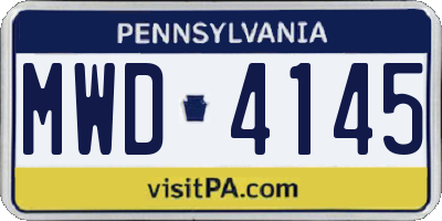 PA license plate MWD4145
