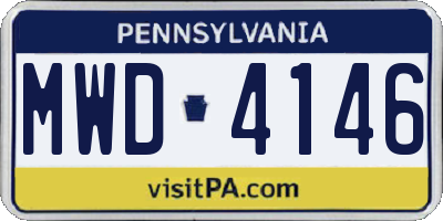 PA license plate MWD4146
