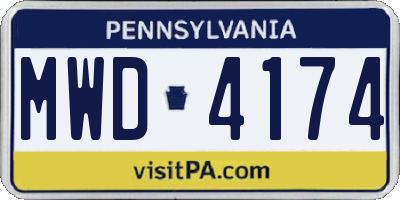 PA license plate MWD4174