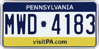 PA license plate MWD4183