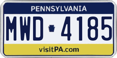 PA license plate MWD4185