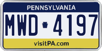 PA license plate MWD4197