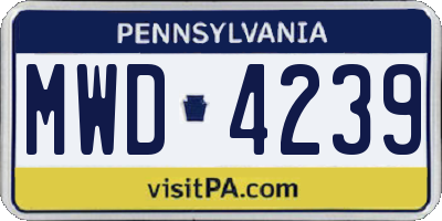 PA license plate MWD4239