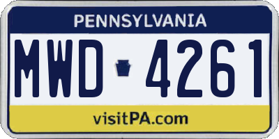 PA license plate MWD4261