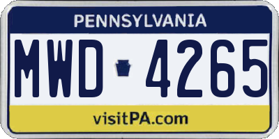 PA license plate MWD4265