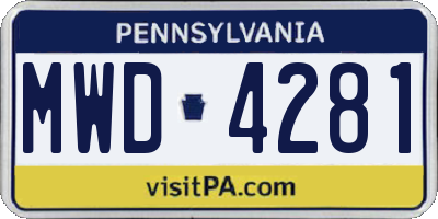 PA license plate MWD4281