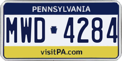 PA license plate MWD4284
