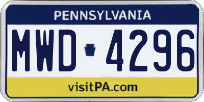 PA license plate MWD4296