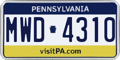 PA license plate MWD4310