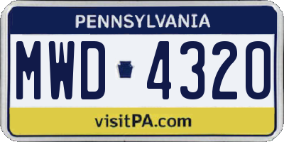 PA license plate MWD4320