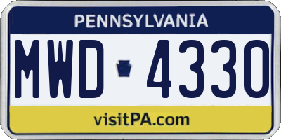 PA license plate MWD4330