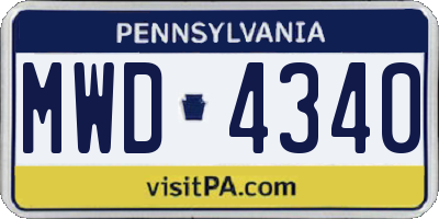 PA license plate MWD4340