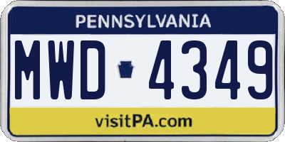 PA license plate MWD4349