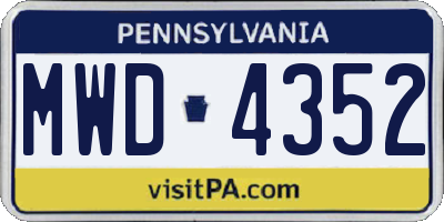 PA license plate MWD4352