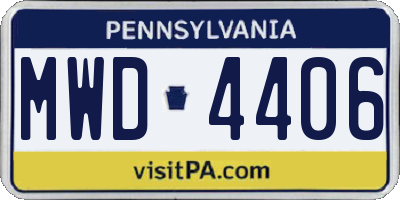 PA license plate MWD4406