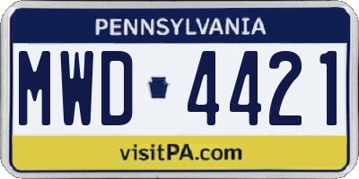 PA license plate MWD4421